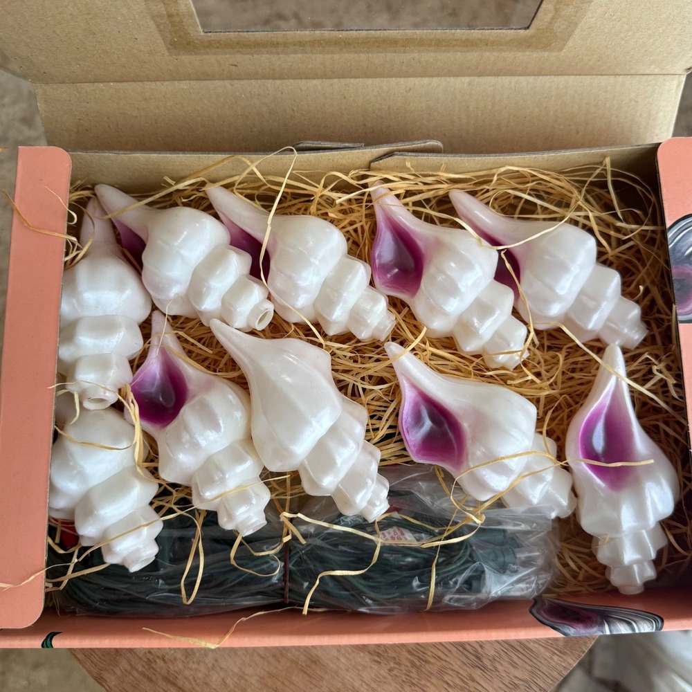 NIB VTG 90s Primal Lite Shell String Lights 14ft 10 shells Kitsch Patio Tropical - Picture 4 of 6